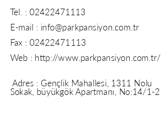 Park Pansiyon iletiim bilgileri